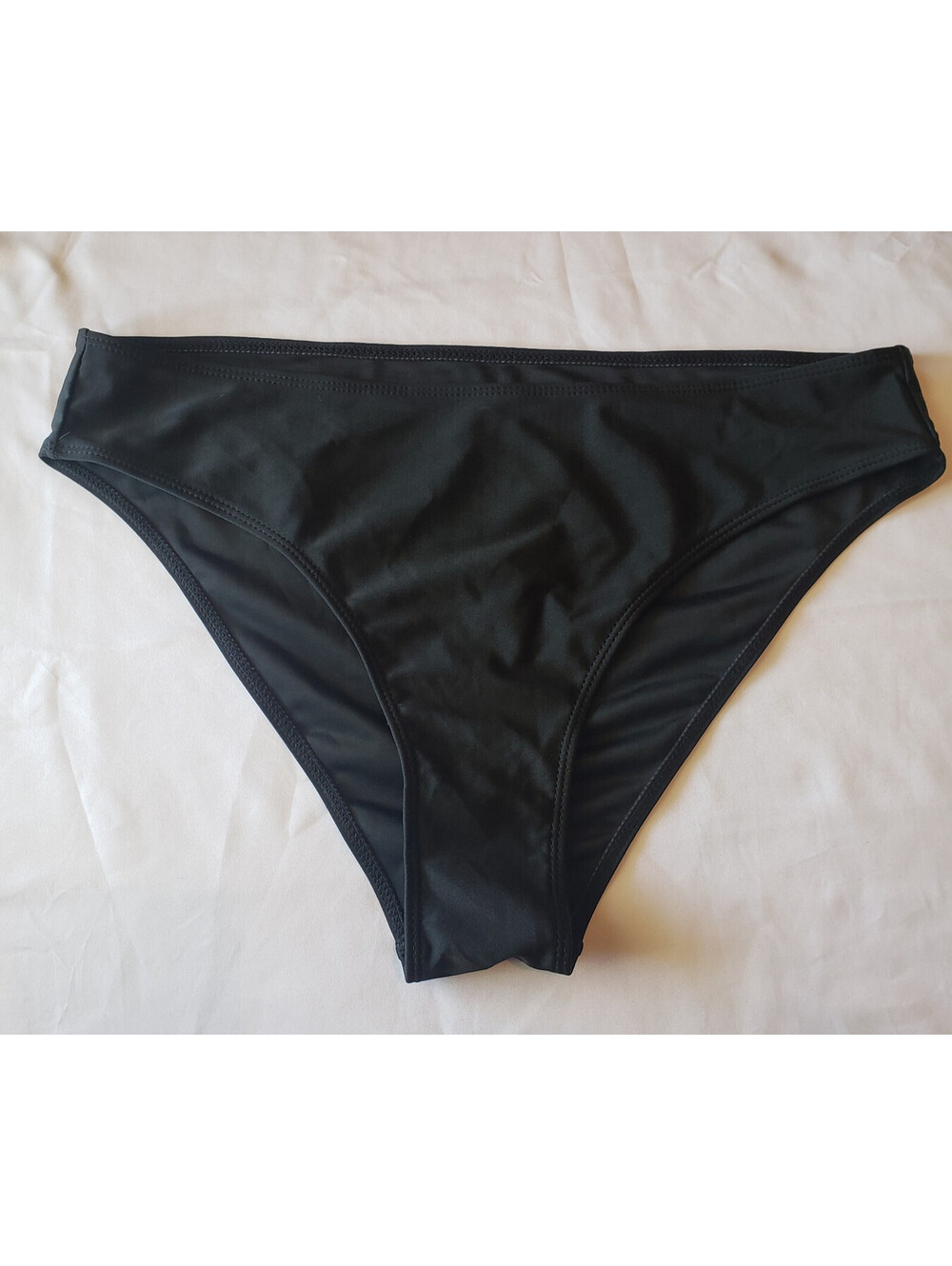 Womens XL Black Bikini Bottom Swim Brief Solid Stretch Low Rise